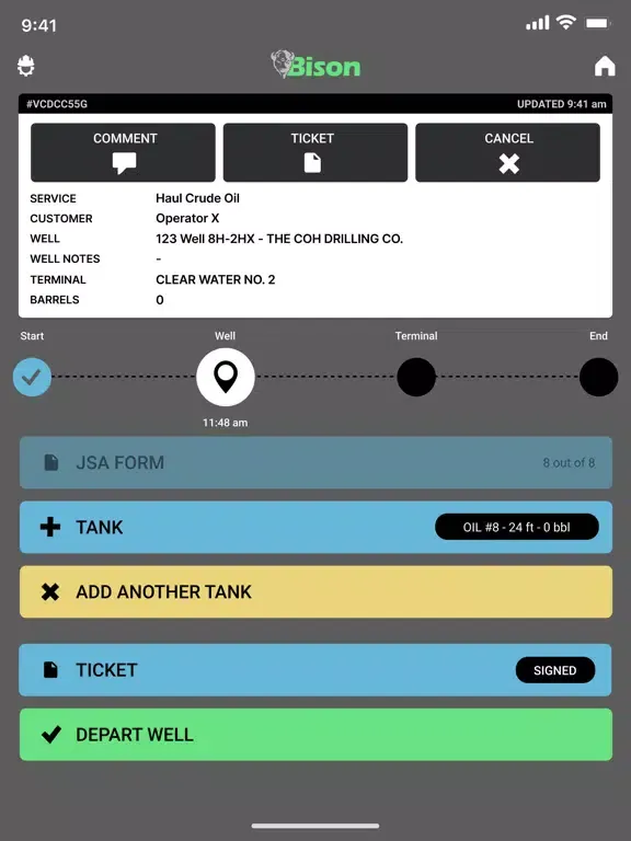 Ảnh chụp màn hình của Bison Driver App iPad 
