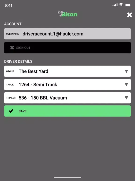 Ảnh chụp màn hình của Bison Driver App iPad 