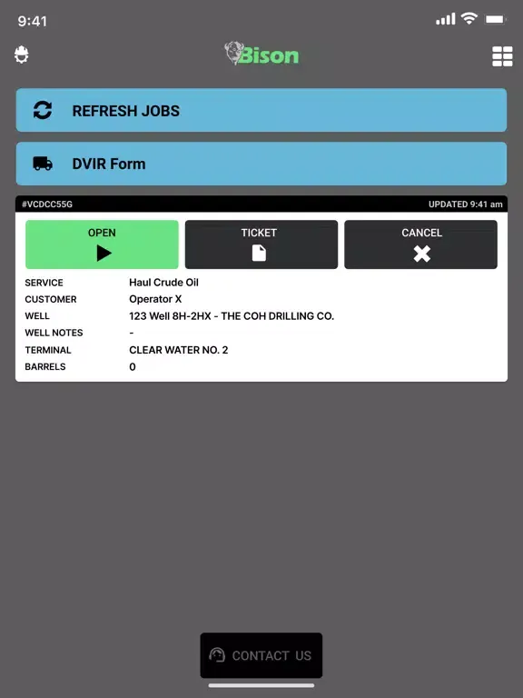 Ảnh chụp màn hình của Bison Driver App iPad 