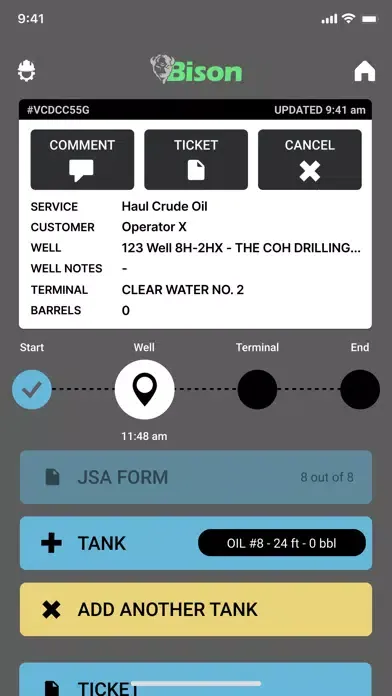 Ảnh chụp màn hình của Bison Driver App