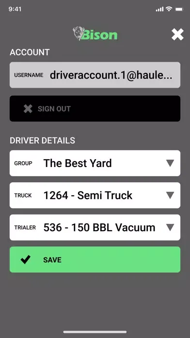 Ảnh chụp màn hình của Bison Driver App