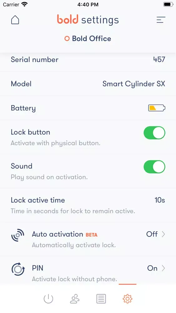 Zrzuty ekranu Bold Smart Lock PIN