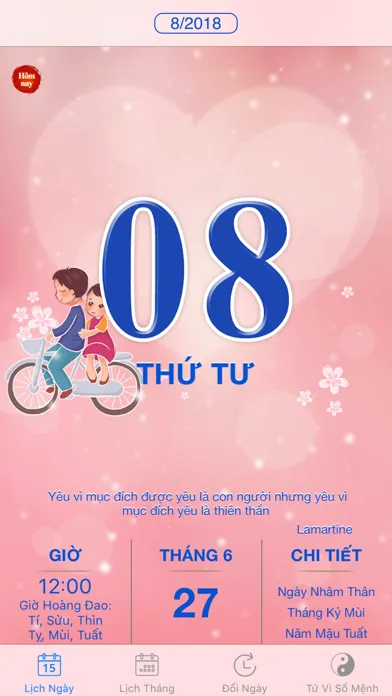 Ảnh chụp màn hình của Lịch vạn niên và Tử vi số mệnh