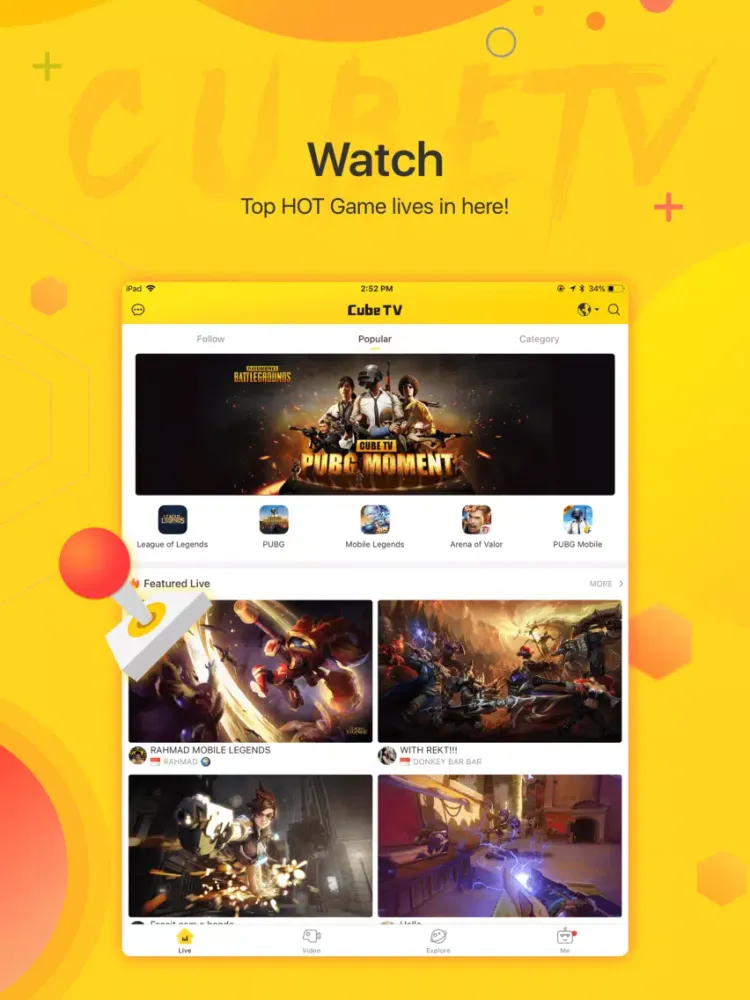 Ảnh chụp màn hình của Cube TV – Live Games Community iPad 