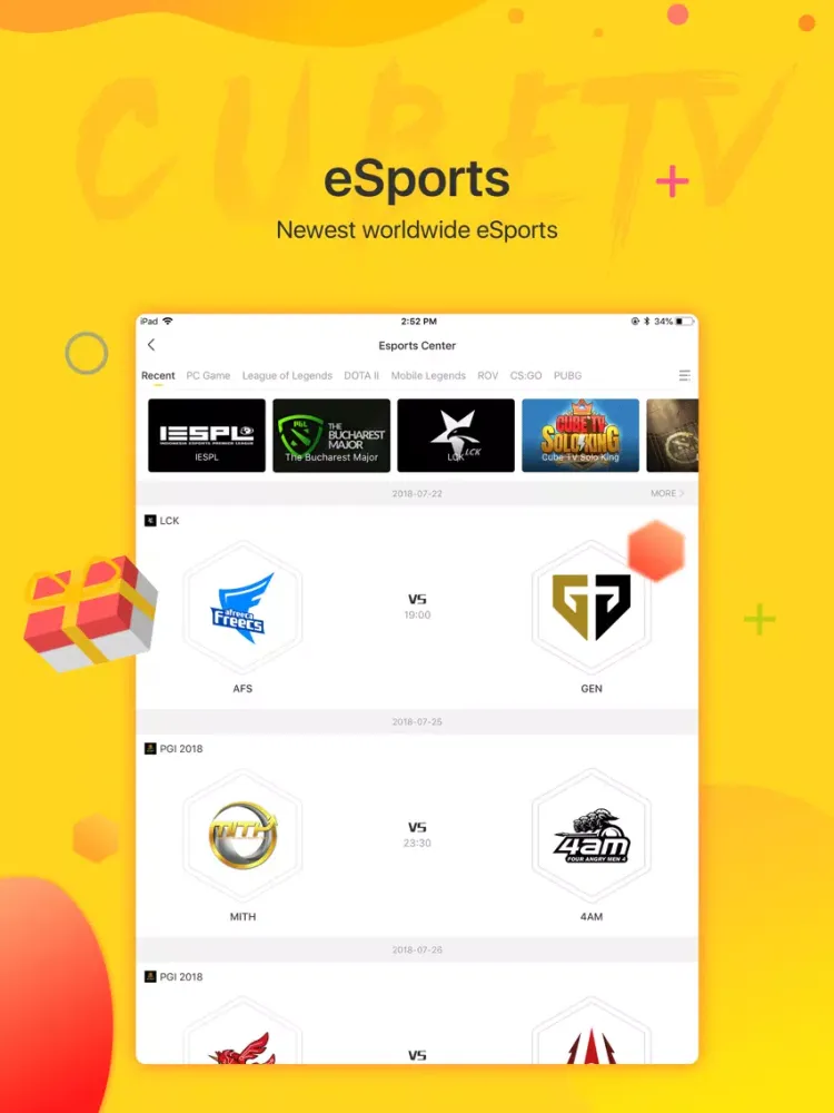 Ảnh chụp màn hình của Cube TV – Live Games Community iPad 