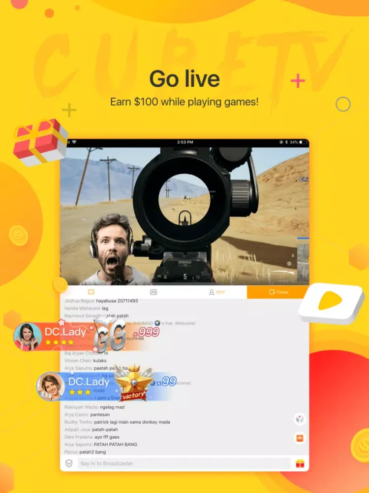 Ảnh chụp màn hình của Cube TV – Live Games Community iPad 