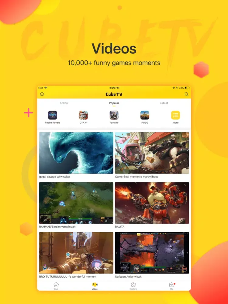 Ảnh chụp màn hình của Cube TV – Live Games Community iPad 