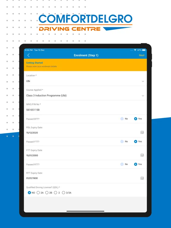 Capturas de tela do ComfortDelGro Driving Centre iPad 