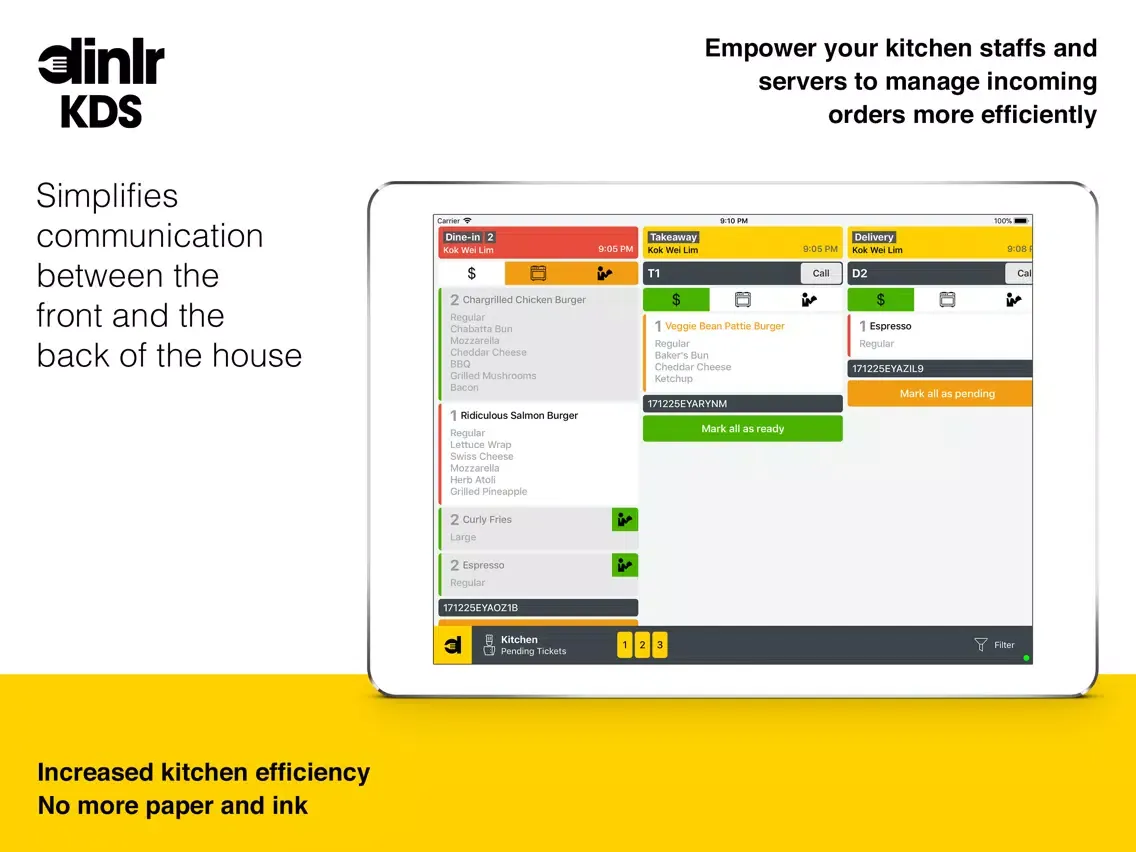 Dinlr KDS - Kitchen Display iPad 应用截图