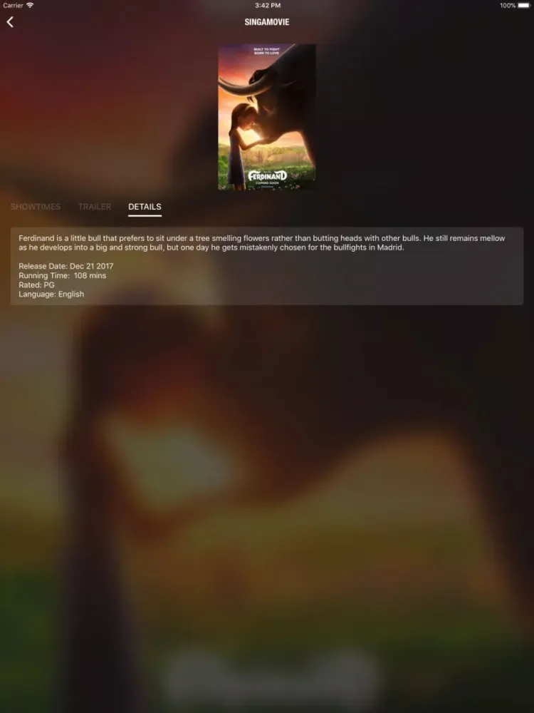 Tangkapan skrin Singamovie - SG Movie Booking iPad 