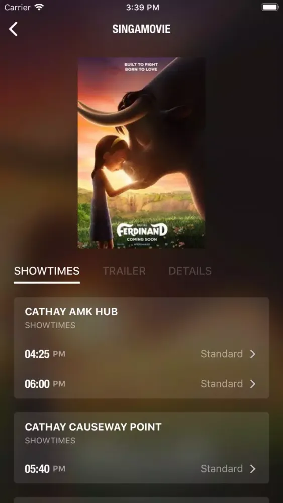 Tangkapan skrin Singamovie - SG Movie Booking