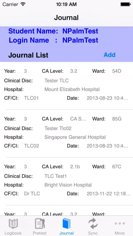 NPalm Nursing Assessment Screenshots