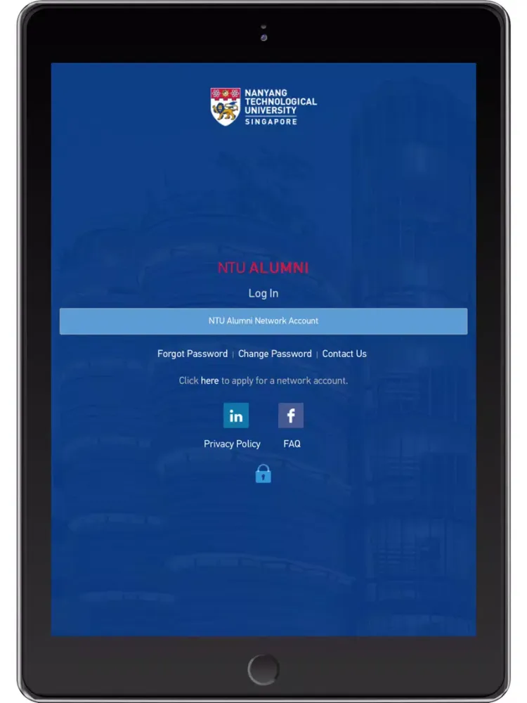Tangkapan skrin NTU Alumni iPad 