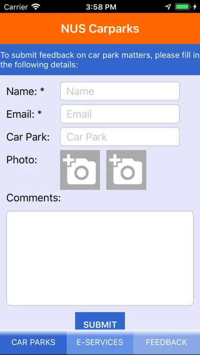 Ảnh chụp màn hình của NUS Carparks