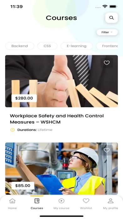 Capturas de tela do Ensure Safe LMS App