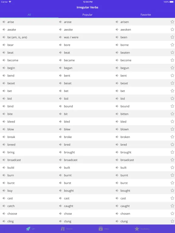 English V3 - Irregular Verbs iPad 应用截图