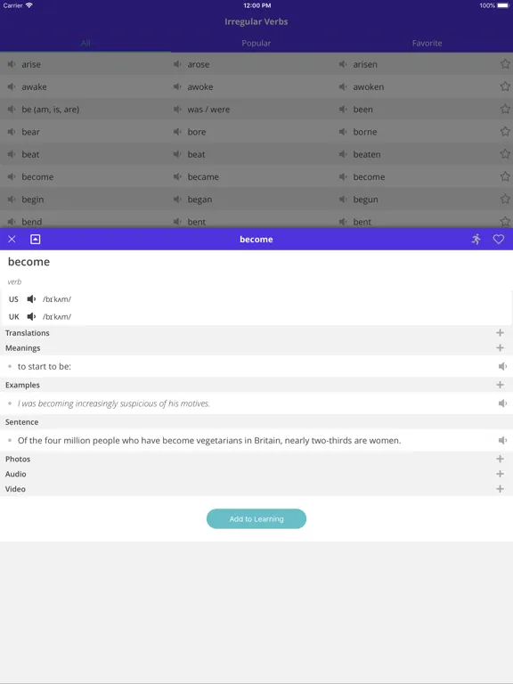 English V3 - Irregular Verbs iPad 应用截图