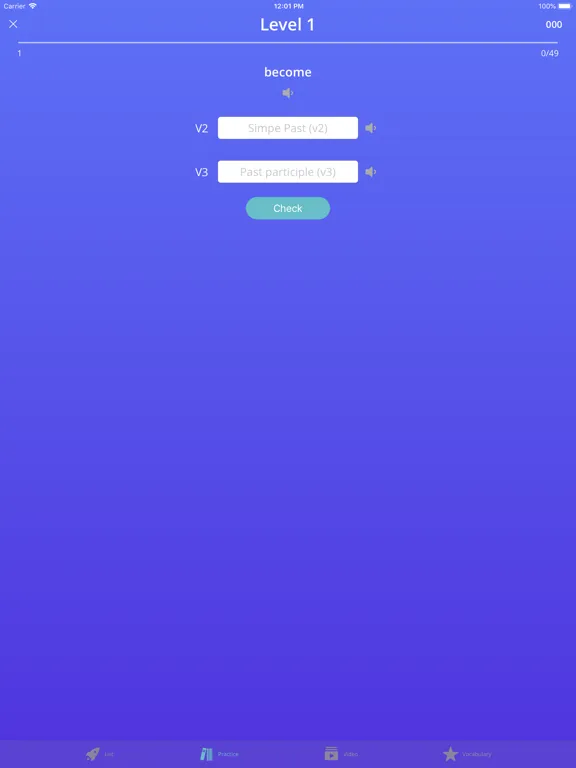 English V3 - Irregular Verbs iPad 应用截图