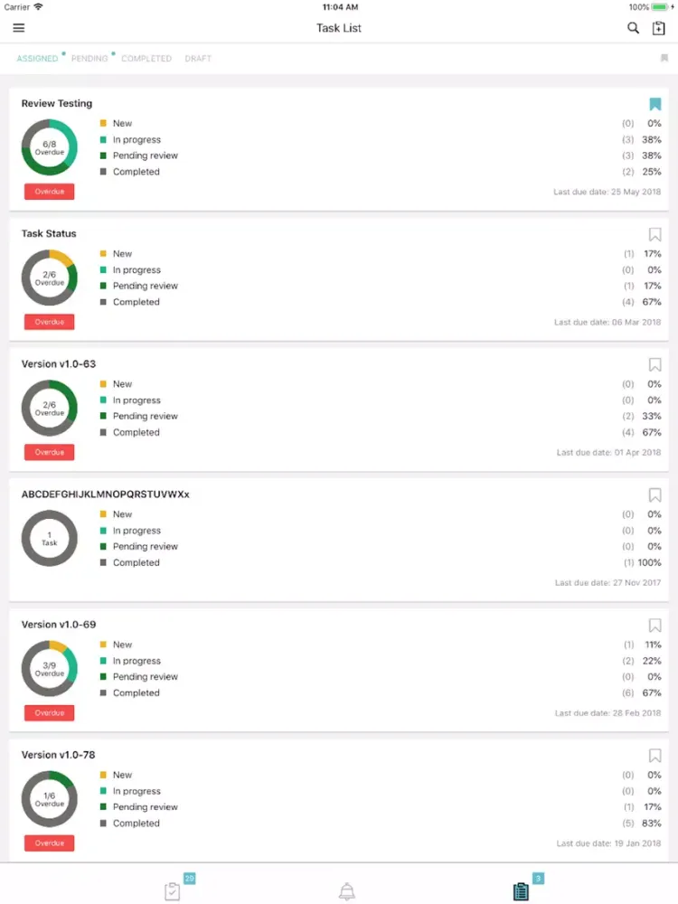 Tangkapan layar beConnect™ Task iPad 
