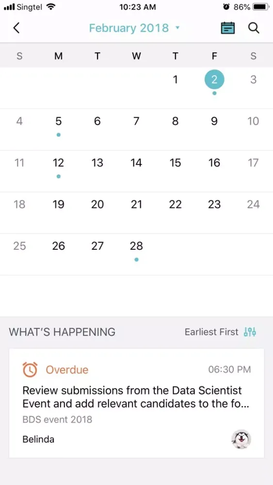 Tangkapan layar beConnect™ Task
