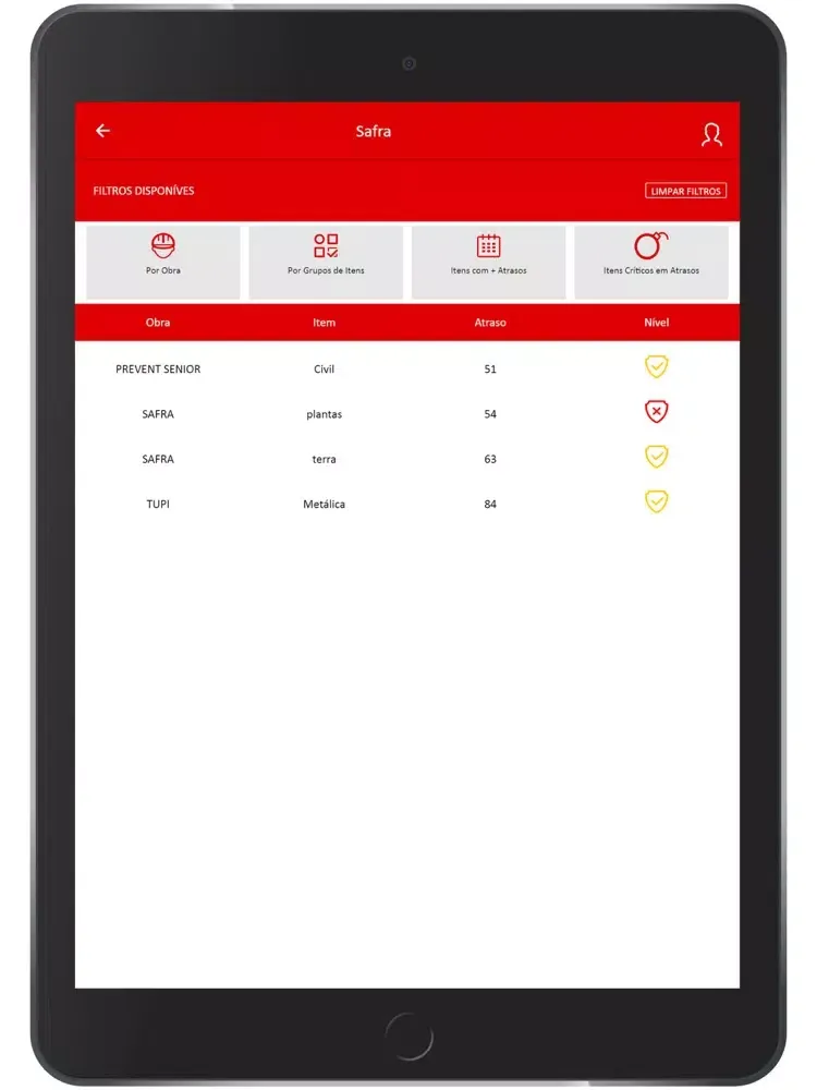 Capturas de tela do WorkPlan Recontec iPad 
