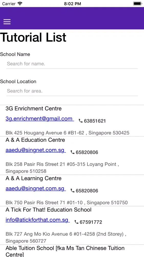Ảnh chụp màn hình của SGSchoolGuide