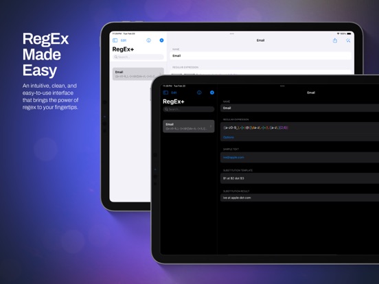 Tangkapan skrin RegEx+ iPad 