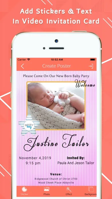 Capturas de tela do Video Invitation Card Maker
