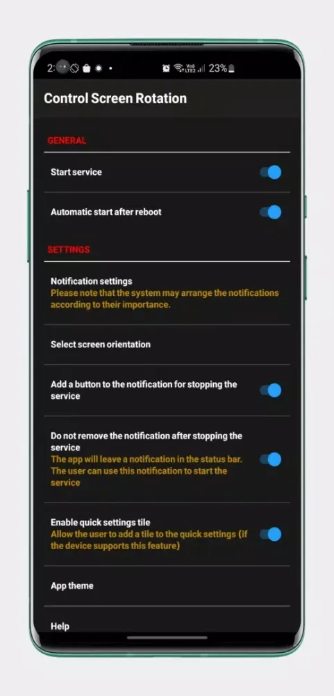 Скриншоты Control Screen Rotation