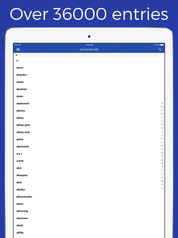 ภาพหน้าจอของ Shakespeare glossary, lexicon and quotation iPad 