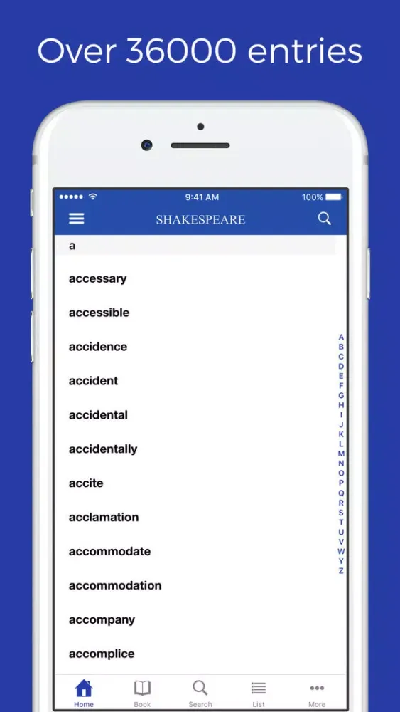 ภาพหน้าจอของ Shakespeare glossary, lexicon and quotation