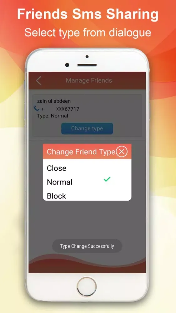 Friends SMS Sharing Screenshots