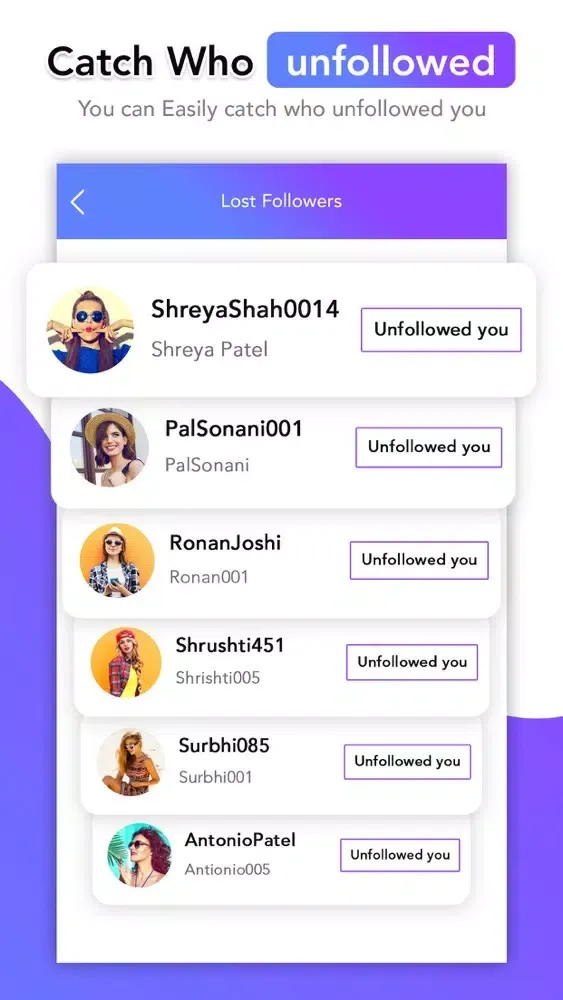 Zrzuty ekranu Followers Unfollowers