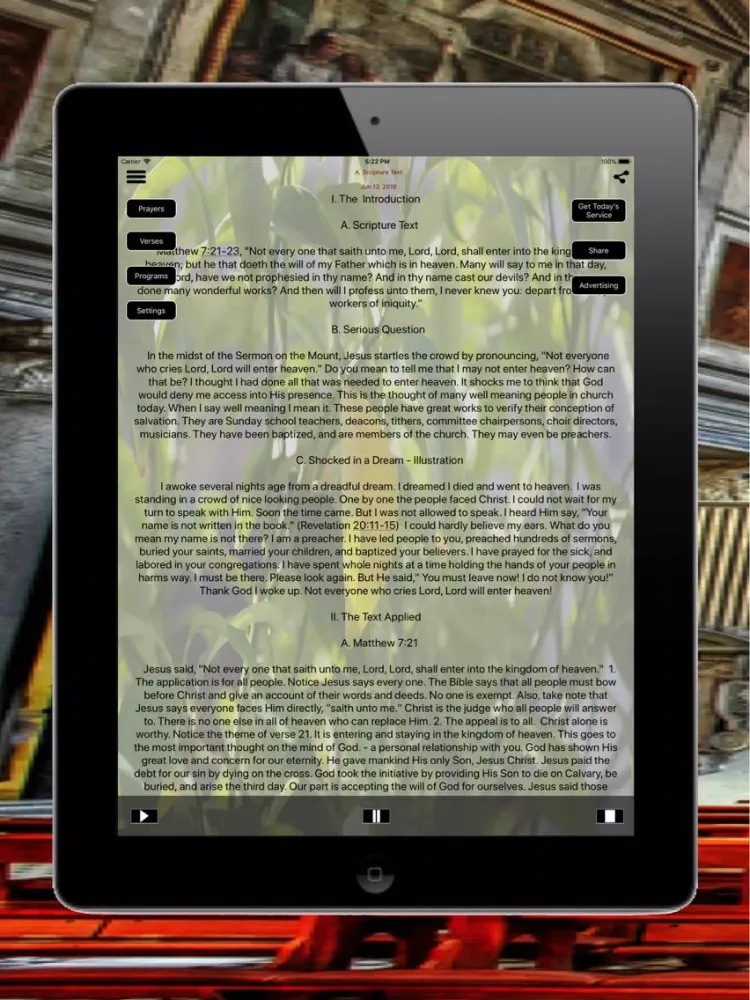 Tangkapan skrin Faith First iPad 