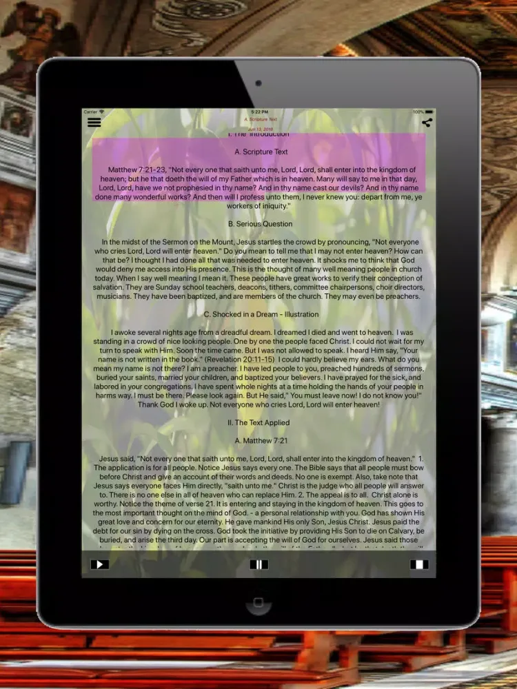 Tangkapan skrin Faith First iPad 