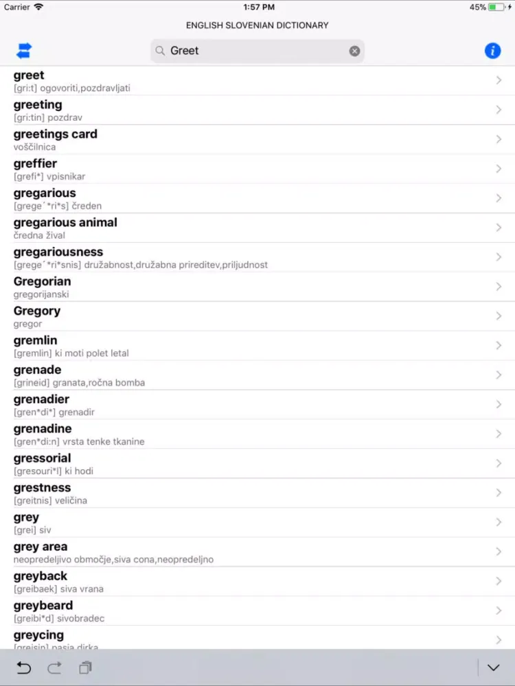 Capturas de tela do Eng Slo, Slo Eng dictionary iPad 