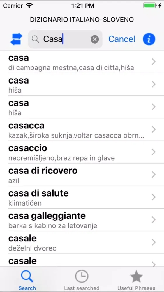 Dizionario Italiano-Sloveno スクリーンショット