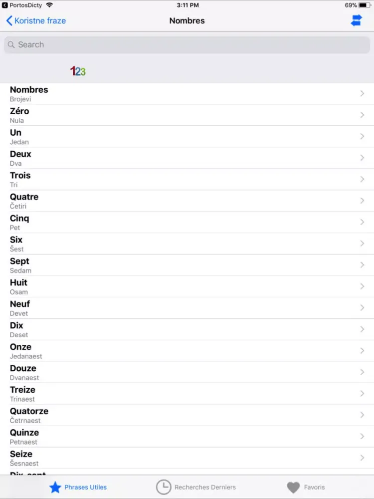 Zrzuty ekranu PortosDicty phrases fra-cro iPad 