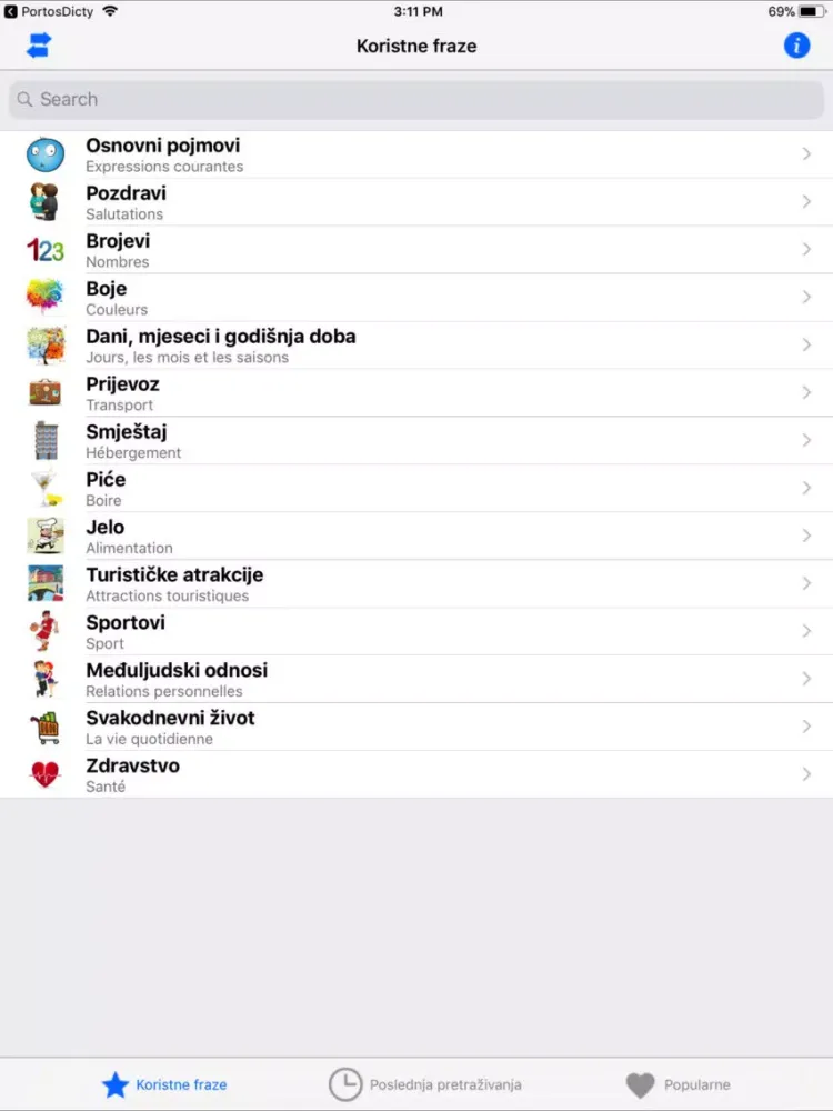 Zrzuty ekranu PortosDicty phrases fra-cro iPad 