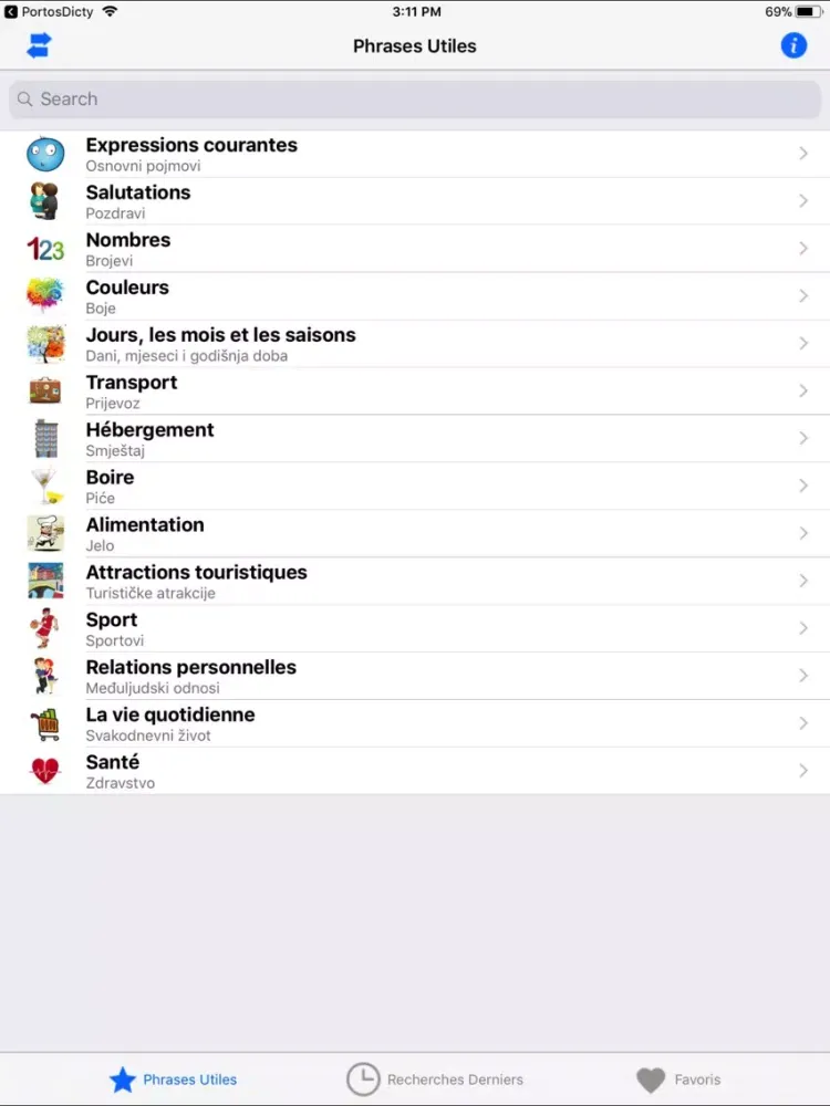Zrzuty ekranu PortosDicty phrases fra-cro iPad 
