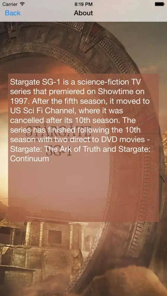 Capturas de tela do Guide For Stargate SG-1