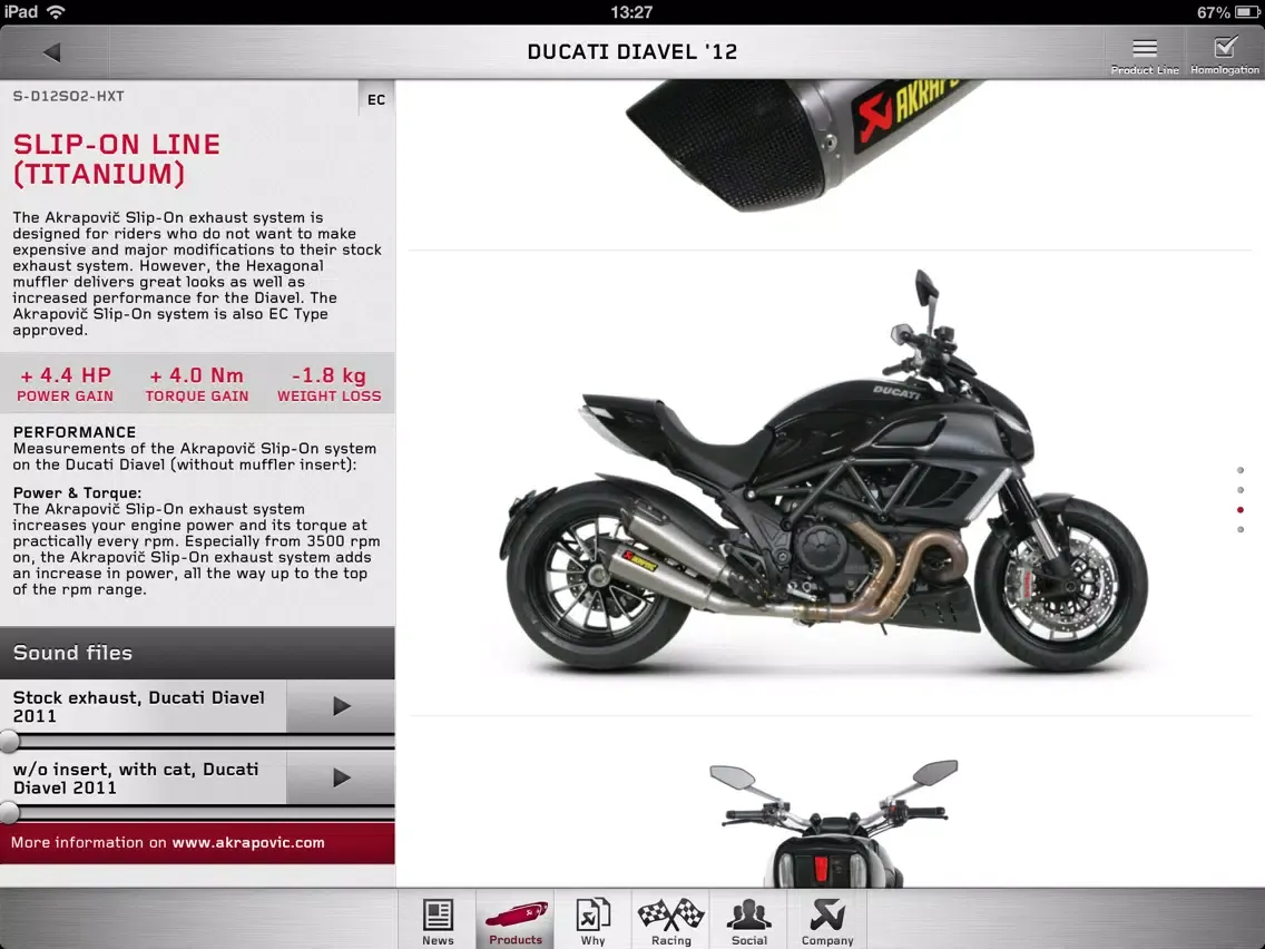 Akrapovič Motorcycle Exhaust Systems iPad  Screenshots