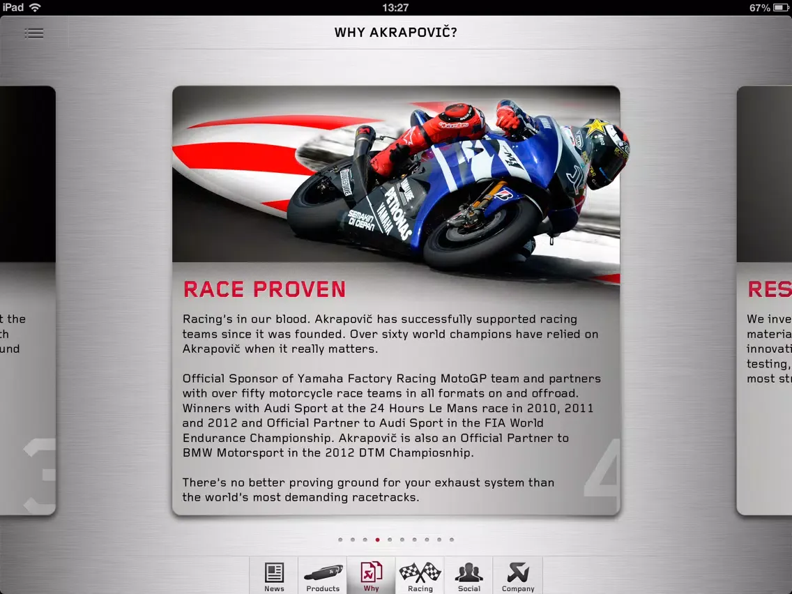 Akrapovič Motorcycle Exhaust Systems iPad  Screenshots