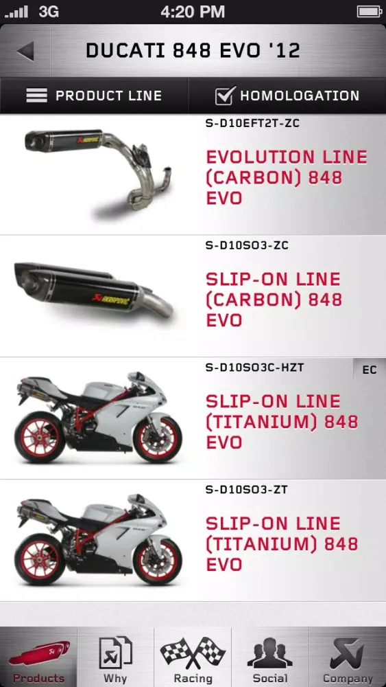 Akrapovič Motorcycle Exhaust Systems Screenshots