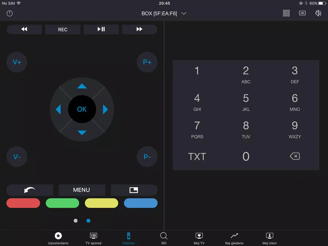 Ảnh chụp màn hình của Daljinec+ iPad 