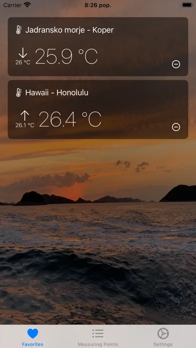 Ảnh chụp màn hình của Water Temperatures