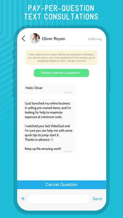 Tangkapan layar Fibler - Expert Consultations