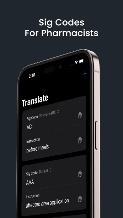 Tangkapan layar Sigcode – Pharmacy Sig Codes