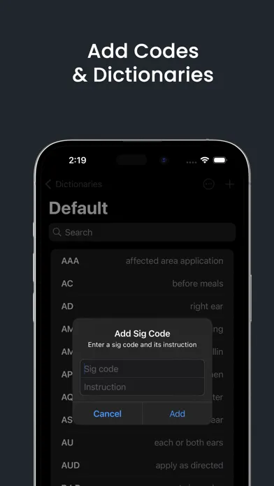 Tangkapan layar Sigcode – Pharmacy Sig Codes