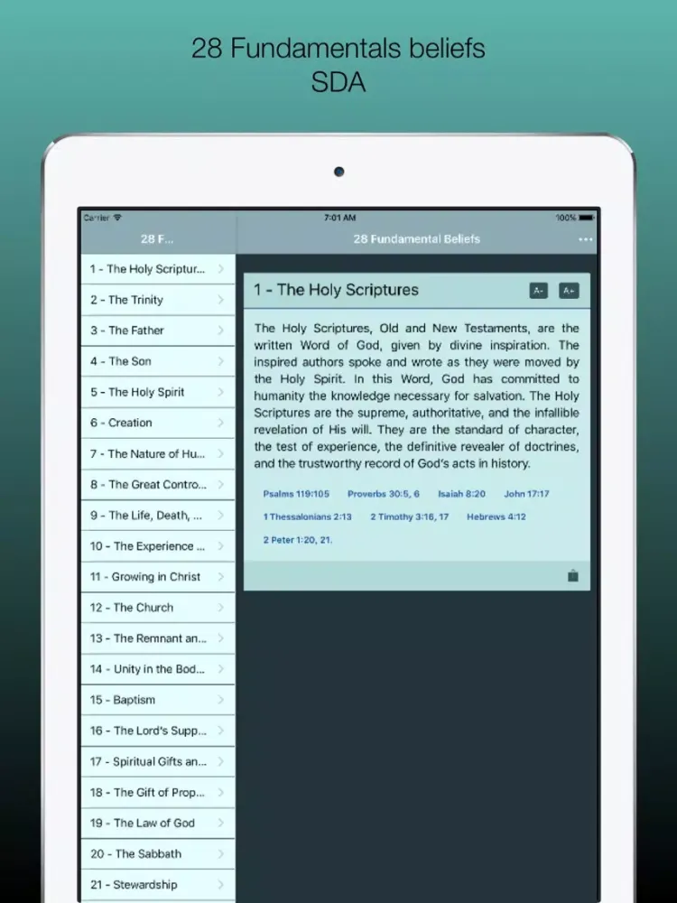Capturas de tela do 28 Croyances Fondamentales Adventiste iPad 